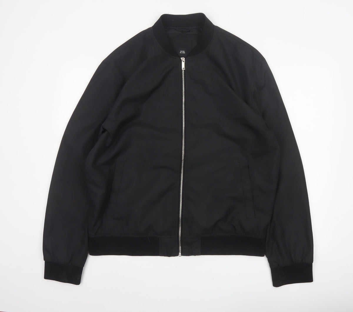 River Island Men’s Black XL Bomber Jacket Full Zip Lined