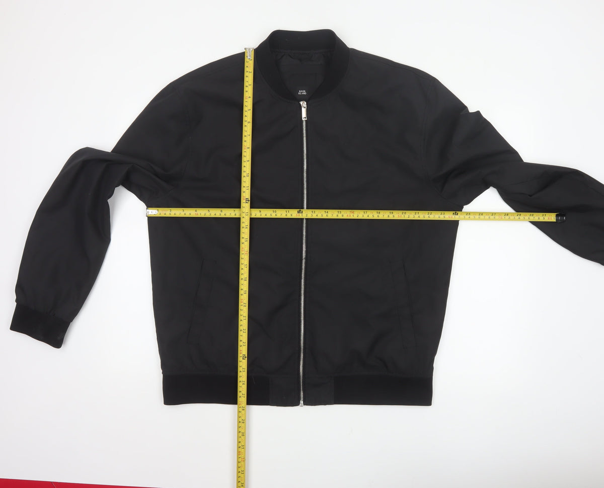 River Island Men’s Black XL Bomber Jacket Full Zip Lined