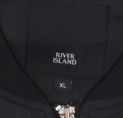 River Island Men’s Black XL Bomber Jacket Full Zip Lined