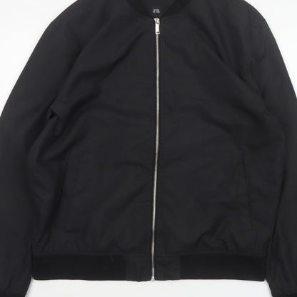 River Island Men’s Black XL Bomber Jacket Full Zip Lined