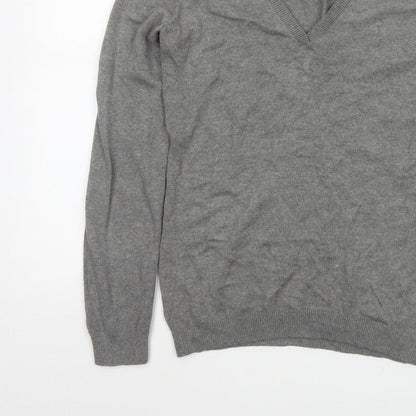 Marks and Spencer Women Grey UK 12 Cashmere Angora V-Neck Jumper