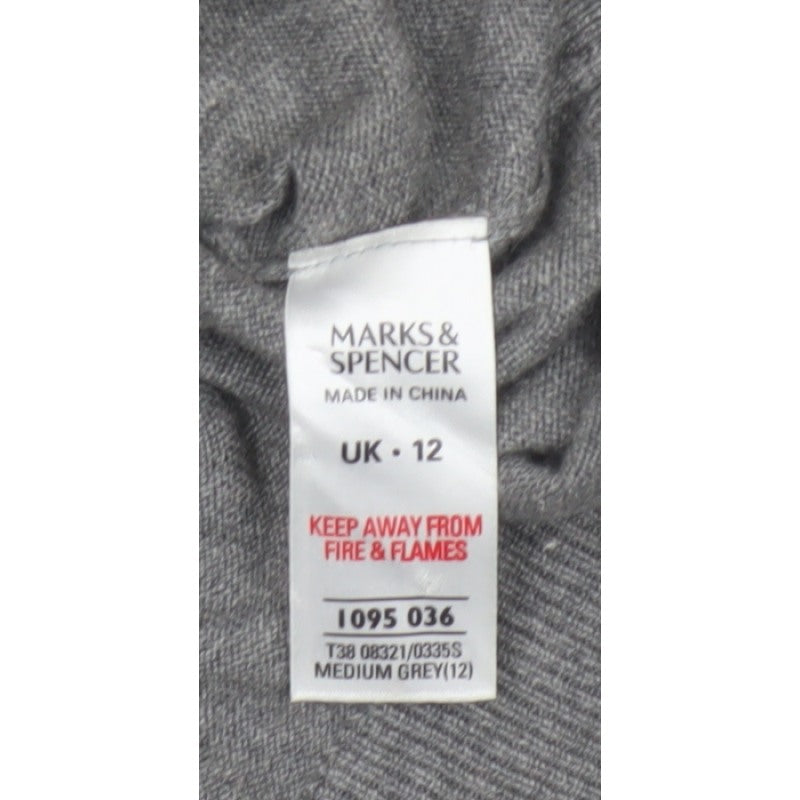Marks and Spencer Women Grey UK 12 Cashmere Angora V-Neck Jumper