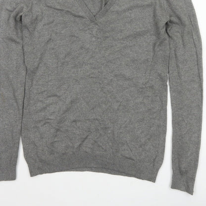 Marks and Spencer Women Grey UK 12 Cashmere Angora V-Neck Jumper
