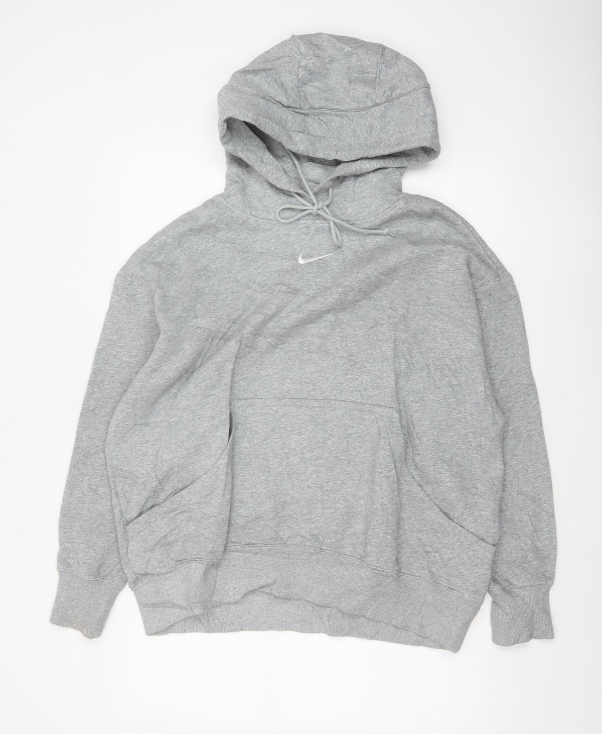 Nike Men's Grey Small Swoosh Pullover Hoodie Sports Logo