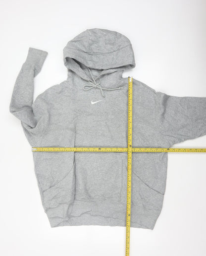 Nike Men's Grey Small Swoosh Pullover Hoodie Sports Logo