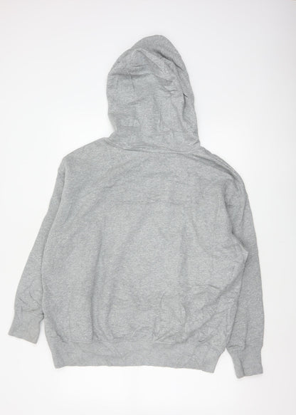 Nike Men's Grey Small Swoosh Pullover Hoodie Sports Logo