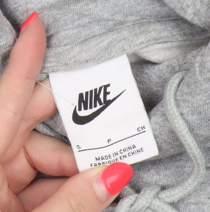 Nike Men's Grey Small Swoosh Pullover Hoodie Sports Logo