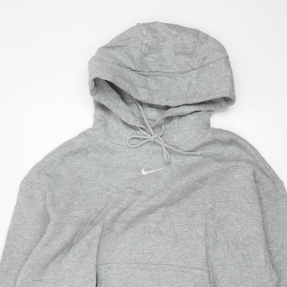 Nike Men's Grey Small Swoosh Pullover Hoodie Sports Logo