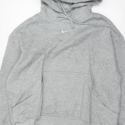 Nike Men's Grey Small Swoosh Pullover Hoodie Sports Logo