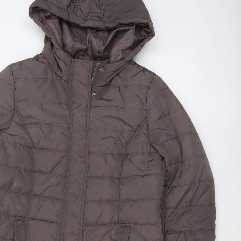 Maine New England Women’s Brown UK 14 Hooded Quilted Puffer Jacket