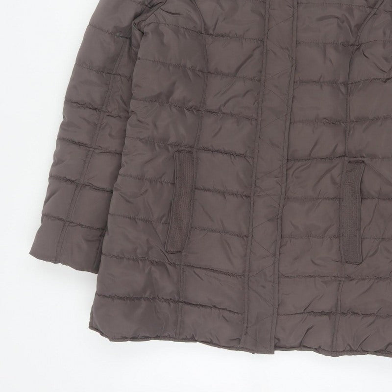 Maine New England Women’s Brown UK 14 Hooded Quilted Puffer Jacket