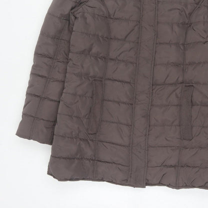 Maine New England Women’s Brown UK 14 Hooded Quilted Puffer Jacket