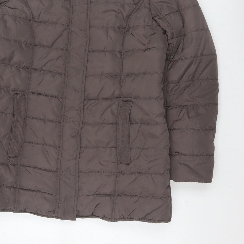 Maine New England Women’s Brown UK 14 Hooded Quilted Puffer Jacket