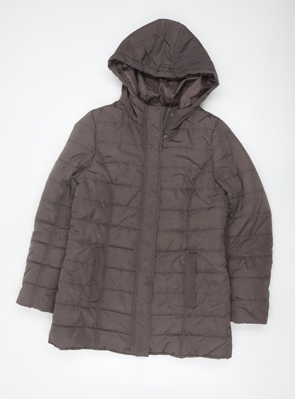 Maine New England Women’s Brown UK 14 Hooded Quilted Puffer Jacket