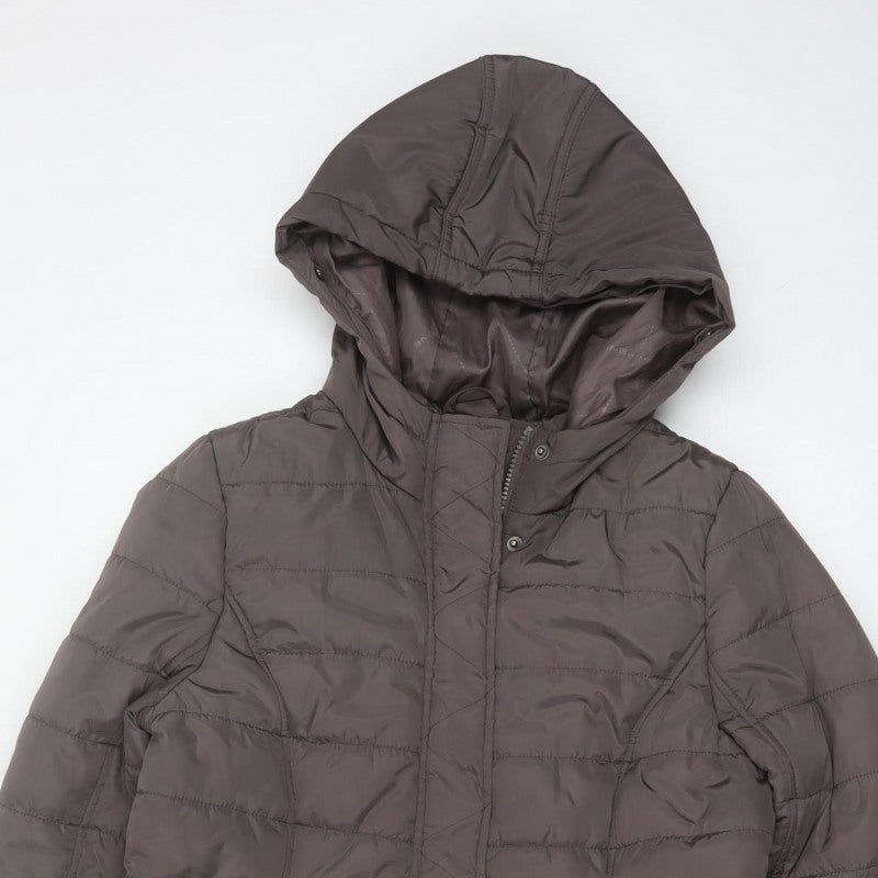 Maine New England Women’s Brown UK 14 Hooded Quilted Puffer Jacket