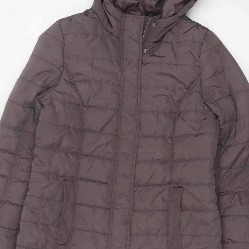 Maine New England Women’s Brown UK 14 Hooded Quilted Puffer Jacket