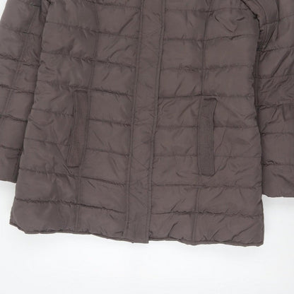 Maine New England Women’s Brown UK 14 Hooded Quilted Puffer Jacket