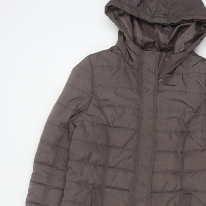 Maine New England Women’s Brown UK 14 Hooded Quilted Puffer Jacket