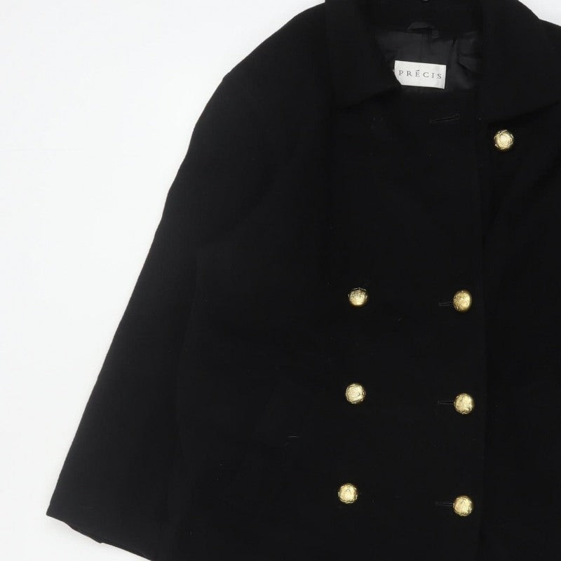 Precis Women’s Black Wool Cashmere Size 10 Double-Breasted Pea Coat