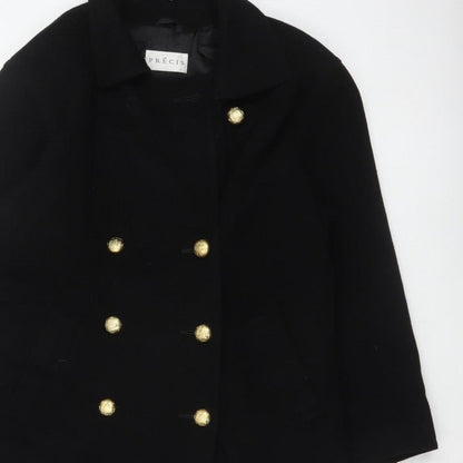Precis Women’s Black Wool Cashmere Size 10 Double-Breasted Pea Coat