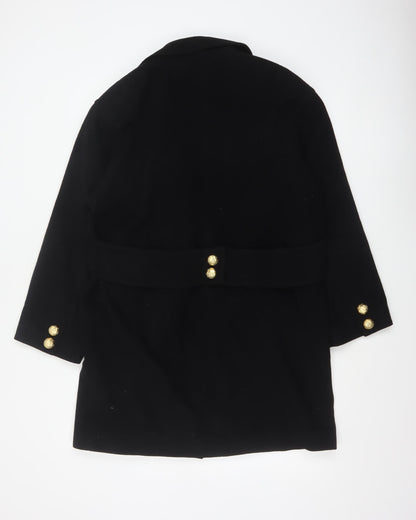 Precis Women’s Black Wool Cashmere Size 10 Double-Breasted Pea Coat