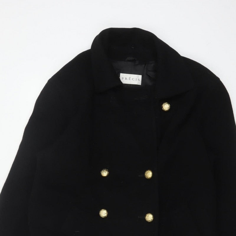 Precis Women’s Black Wool Cashmere Size 10 Double-Breasted Pea Coat