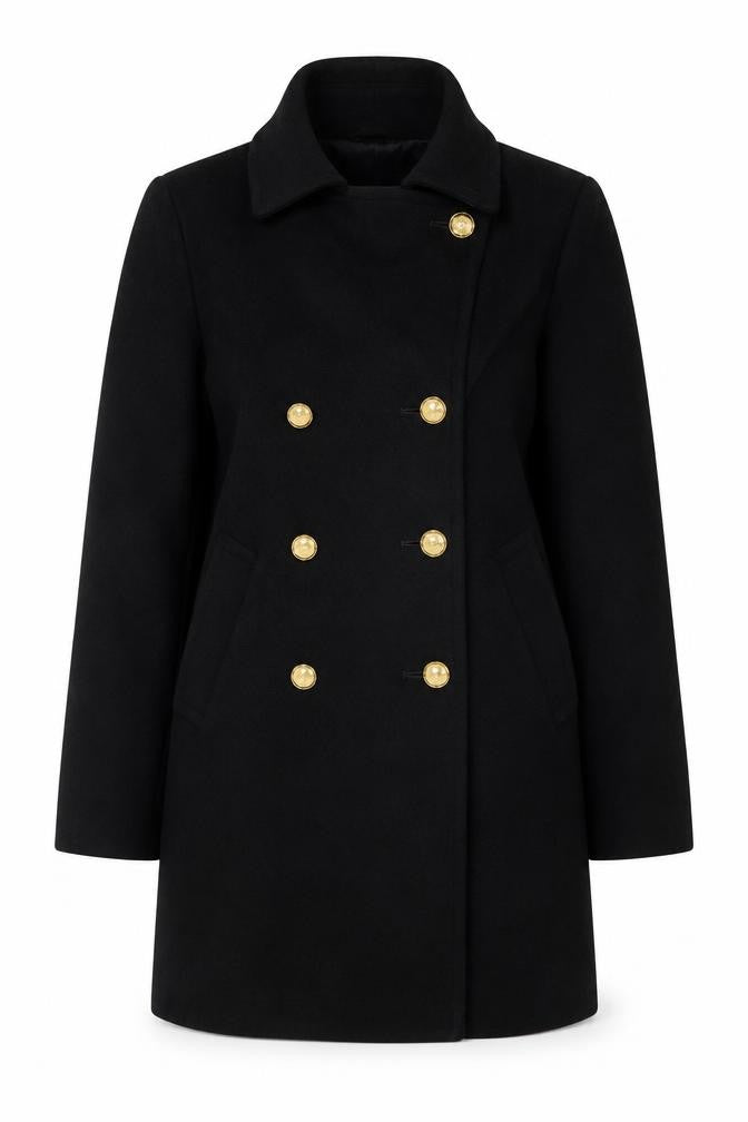 Precis Women’s Black Wool Cashmere Size 10 Double-Breasted Pea Coat