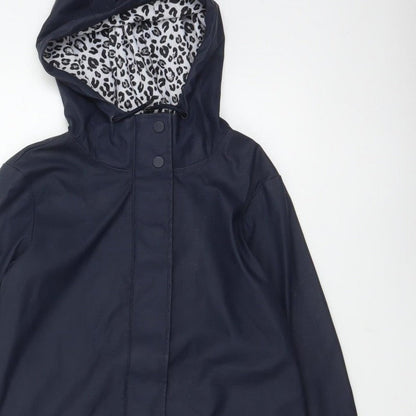 Dorothy Perkins Women’s Blue Leopard Hooded Rain Jacket UK 6