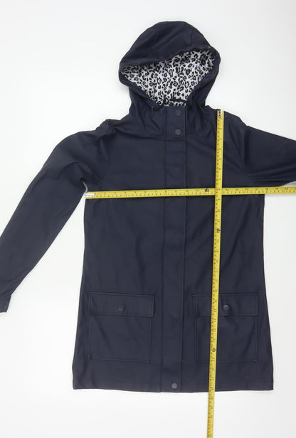 Dorothy Perkins Women’s Blue Leopard Hooded Rain Jacket UK 6