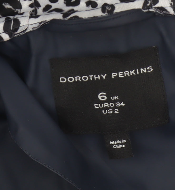 Dorothy Perkins Women’s Blue Leopard Hooded Rain Jacket UK 6