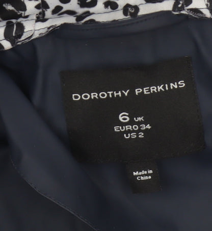 Dorothy Perkins Women’s Blue Leopard Hooded Rain Jacket UK 6
