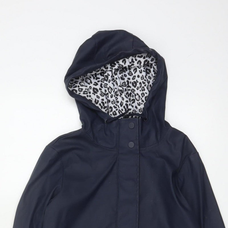Dorothy Perkins Women’s Blue Leopard Hooded Rain Jacket UK 6