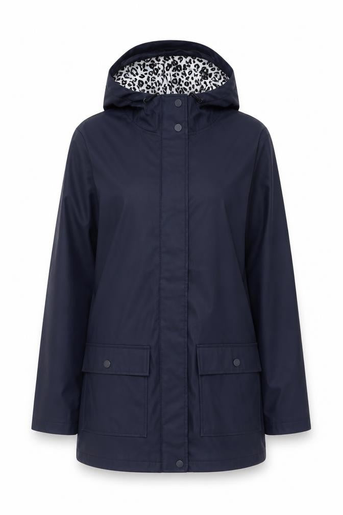 Dorothy Perkins Women’s Blue Leopard Hooded Rain Jacket UK 6