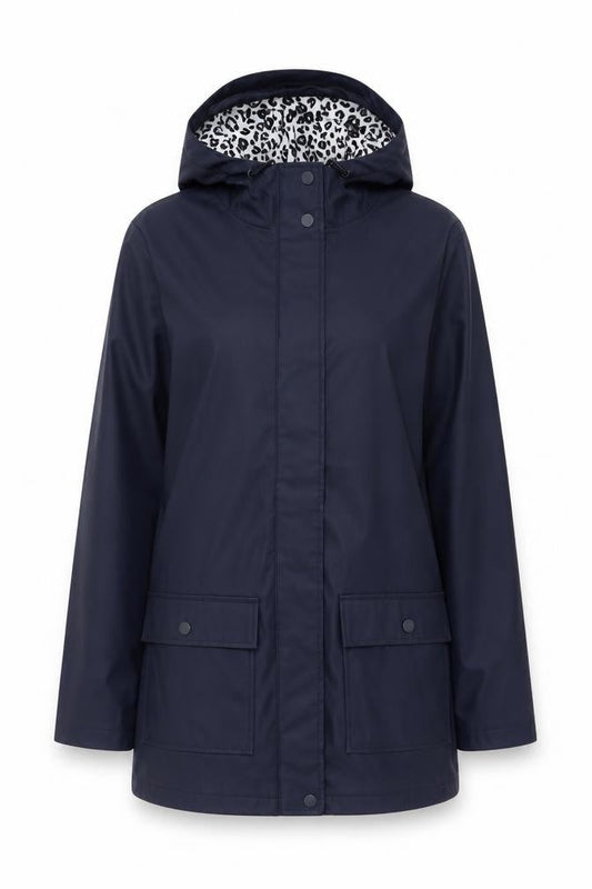 Dorothy Perkins Women’s Blue Leopard Hooded Rain Jacket UK 6