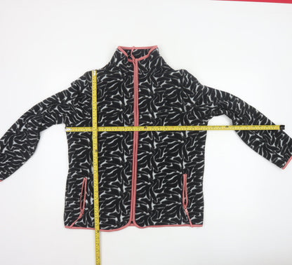 Tu Women’s Black Fleece Jacket Size 16 Full Zip Pink Trim