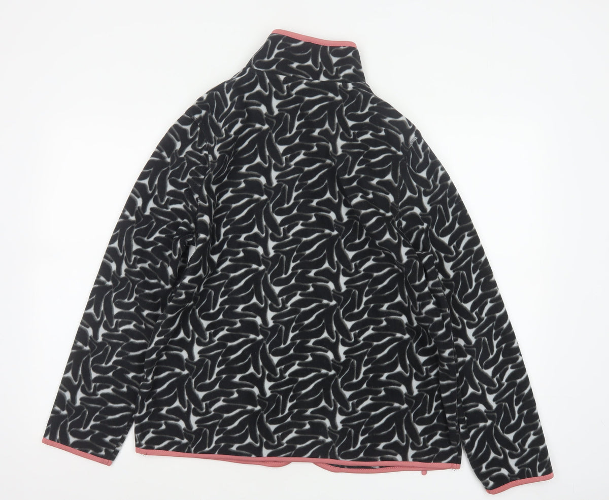 Tu Women’s Black Fleece Jacket Size 16 Full Zip Pink Trim