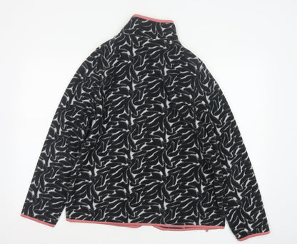 Tu Women’s Black Fleece Jacket Size 16 Full Zip Pink Trim