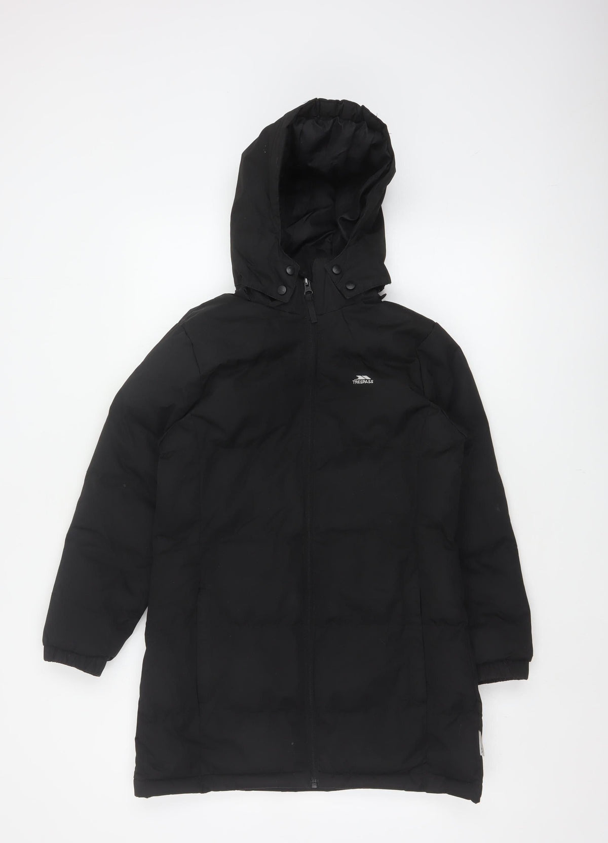 Trespass Girls Black 9-10 Years Waterproof Hooded Parka Coat