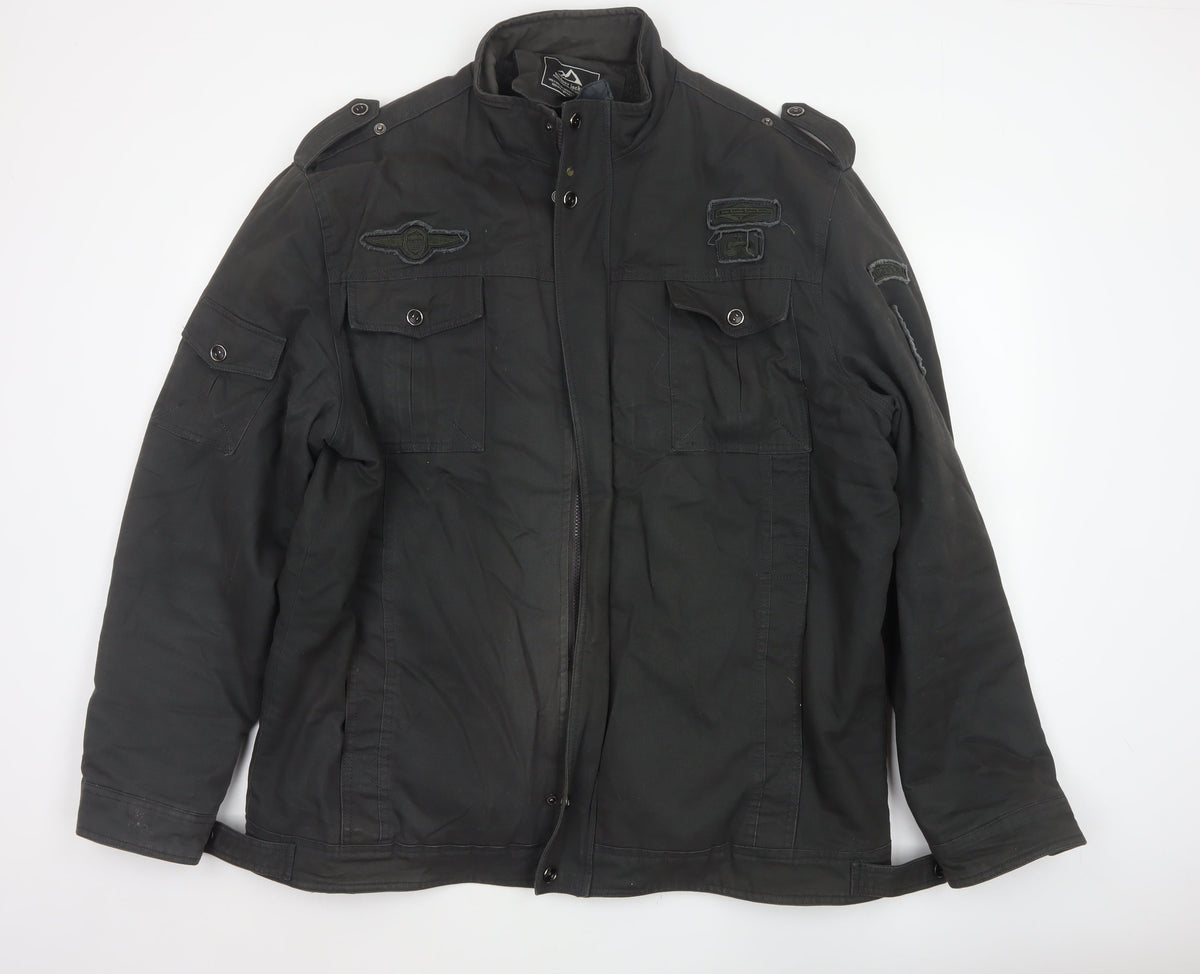 Outdoor Jacket Men Black 2XL Military Cotton Lined Utility Jacket