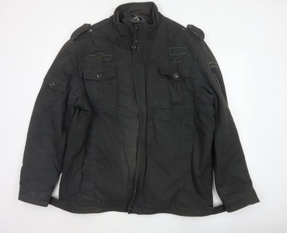 Outdoor Jacket Men Black 2XL Military Cotton Lined Utility Jacket