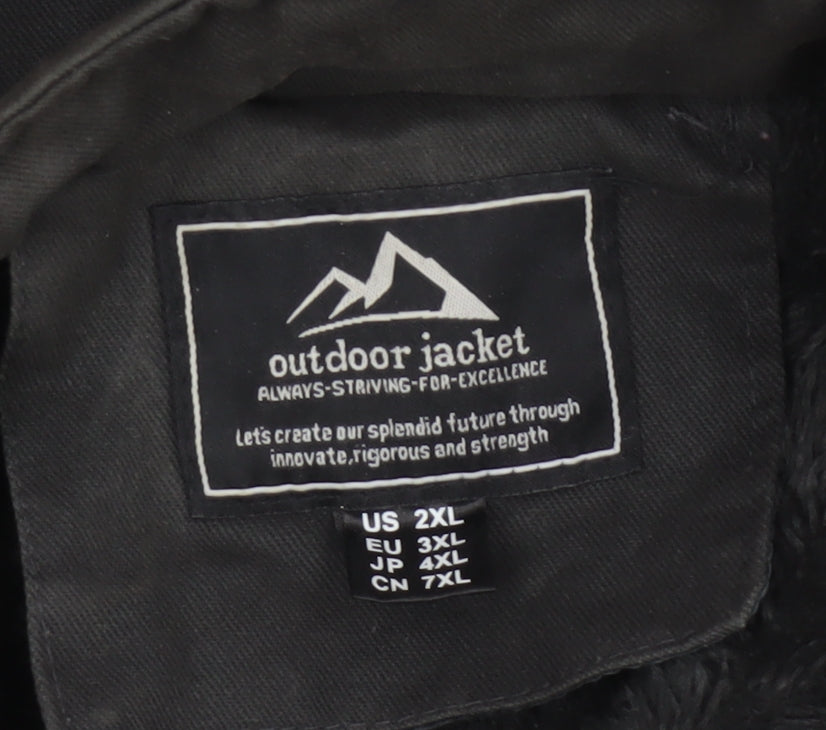 Outdoor Jacket Men Black 2XL Military Cotton Lined Utility Jacket