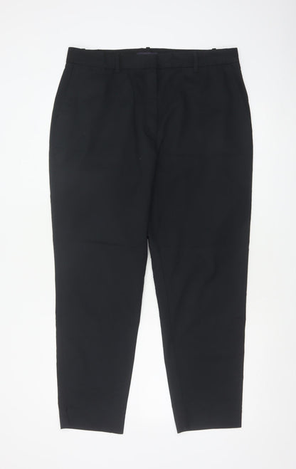 M&S Women Black Size 16 Regular Tapered Tailored Work Trousers