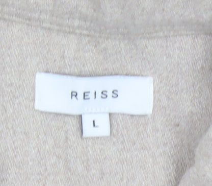 Reiss Men’s Beige L Cotton Full Zip Basic Jacket Collared