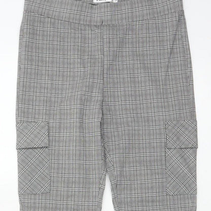Cherry Koko Women Grey Check Skinny Cargo Trousers Size S