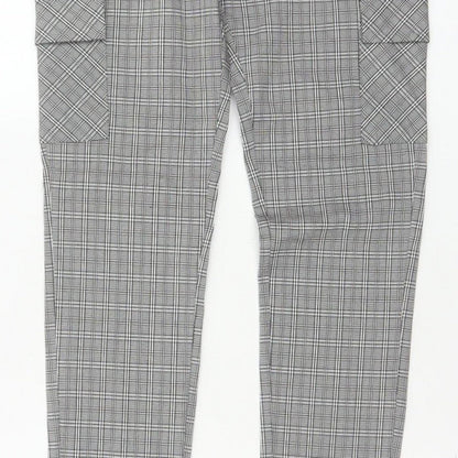 Cherry Koko Women Grey Check Skinny Cargo Trousers Size S