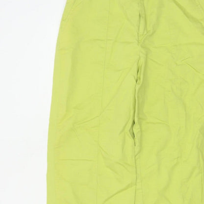 Zara Women Green Linen Cotton Straight Leg Trousers Size M
