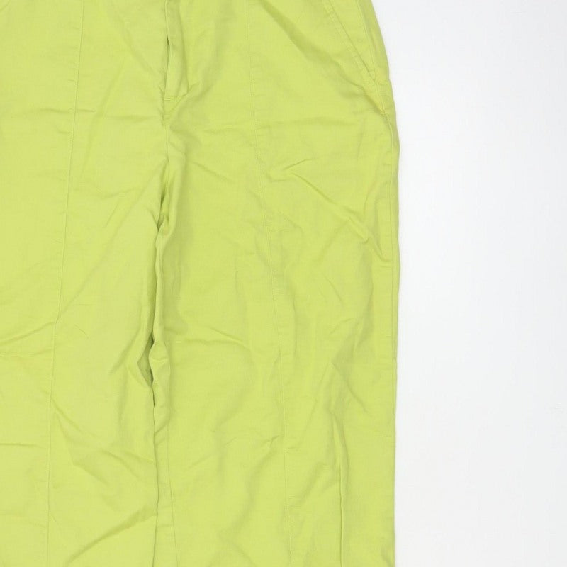 Zara Women Green Linen Cotton Straight Leg Trousers Size M