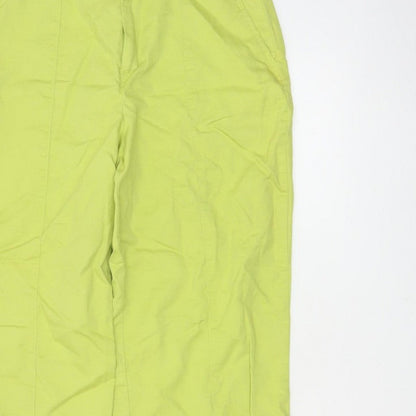 Zara Women Green Linen Cotton Straight Leg Trousers Size M