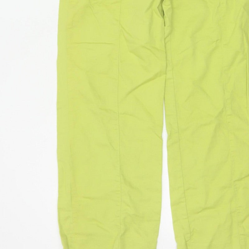 Zara Women Green Linen Cotton Straight Leg Trousers Size M