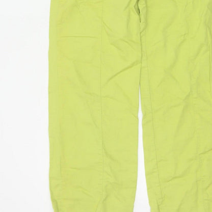Zara Women Green Linen Cotton Straight Leg Trousers Size M